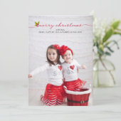 Full Photo Merry KerstHolly en Berries Feestdagenkaart (Staand voorkant)