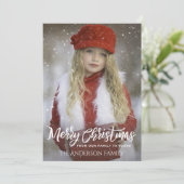 Full Photo Merry Kerstmis, Rustic Wood Feestdagenkaart (Staand voorkant)