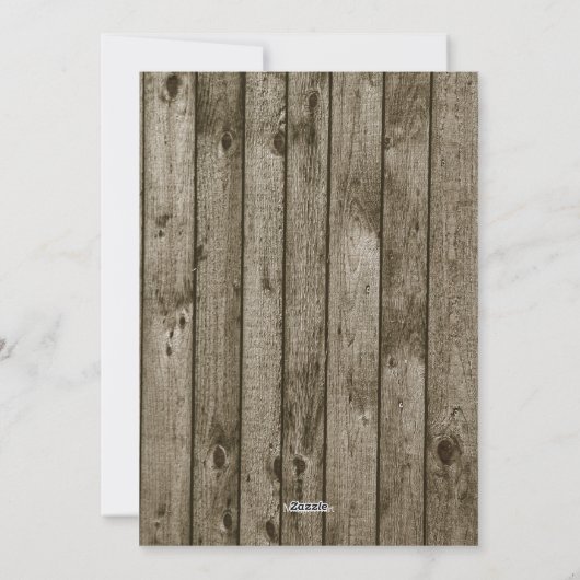 Full Photo Merry Kerstmis, Rustic Wood Feestdagenkaart (Achterkant)