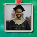 Full Photo Minimalist Graduation  Metalen Ornament<br><div class="desc">Personalize this premium medallion style photo graduation ornament with your own text and photo for a lasting keepsake. Features a simple design your  favorite photo with overlaid off-white text that allows the photo to shine.  Photo credit Pexels.com image by Olia Danilevich</div>