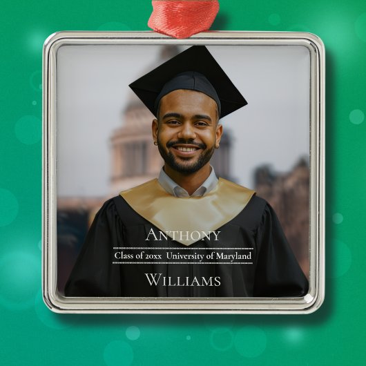 Full Photo Minimalist Graduation Metalen Ornament