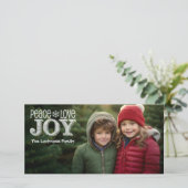 Full Photo Peace Love Joy-kerst Feestdagenkaart (Staand voorkant)