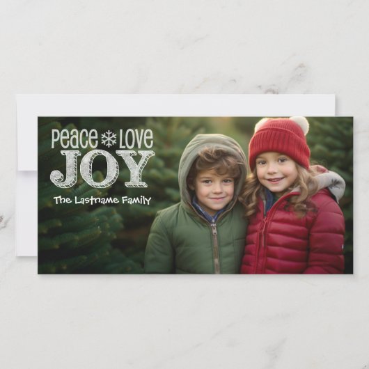 Full Photo Peace Love Joy-kerst Feestdagenkaart (Voorkant)
