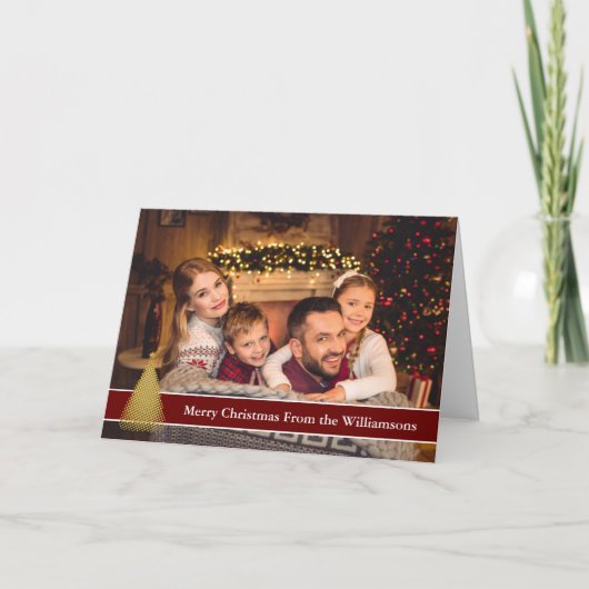 Full Photo Postcard Gold Christmas Tree Your Text Feestdagen Kaart (Voorkant)