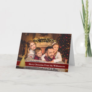 Full Photo Postcard Gold Christmas Tree Your Text Feestdagen Kaart