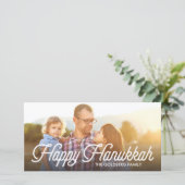Full Photo Script Happy Hanukkah-fotokaart Feestdagenkaart (Staand voorkant)
