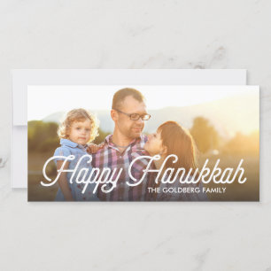 Full Photo Script Happy Hanukkah-fotokaart Feestdagenkaart