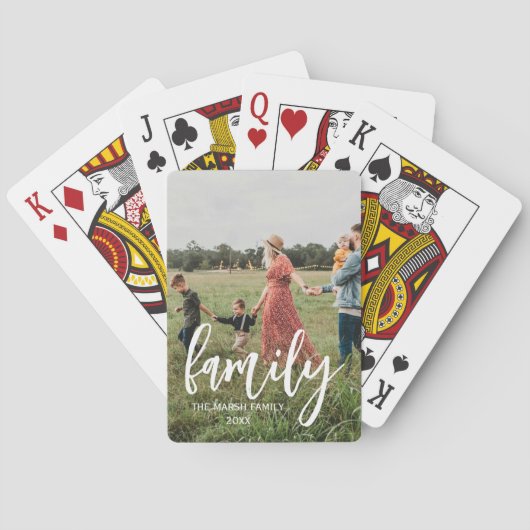 Full Photo - Vertical Custom Script Family Text Pokerkaarten (Achterkant)