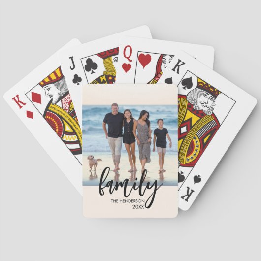 Full Photo - Vertical Custom Script Family Text  Pokerkaarten (Achterkant)