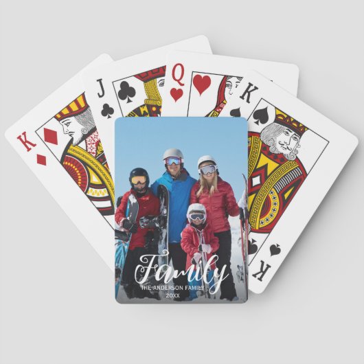Full Photo Vertical Custom White Script Family Pokerkaarten (Achterkant)