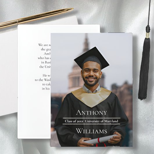 Full PhotoMinimalist Graduation Announcement Kaart