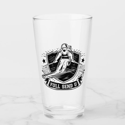 Full Send Universiteit Skiën Glas (Voorkant)