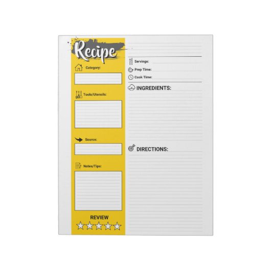 Full Size Cooking Papers | Blank Recipe Pages Notitieblok (Linkerzijde)