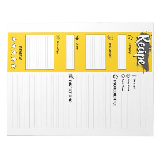 Full Size Cooking Papers | Blank Recipe Pages  Notitieblok (Voorkant)