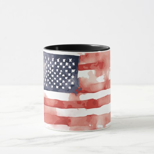 Full-Spread Waterverf Amerikaanse Vlag, 4 juli Mok (Midden)