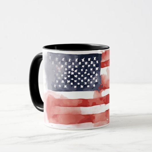 Full-Spread Waterverf Amerikaanse Vlag, 4 juli Mok (Voorkant links)