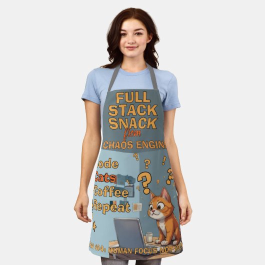 Full Stack Snack Codeer Kat Humor Design Schort (Gedragen)
