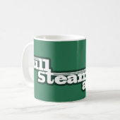 "Full Steam Ahead" groene stoomtrein logo mok (Voorkant links)
