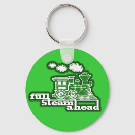"Full stoomahead" heldere groene sleutelhanger