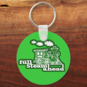 "Full stoomahead" heldere groene sleutelhanger (Voorkant)
