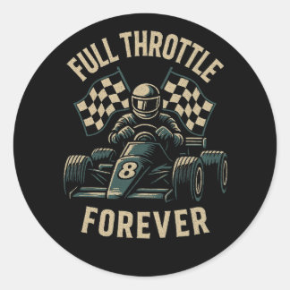 Full Throttle Forever – Vintage Racing Spirit Ronde Sticker