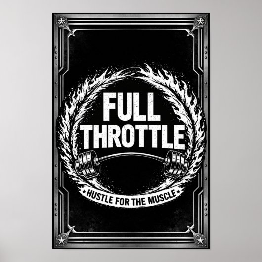 Full Throttle Gym Poster – Hustle For The Muscle F (Voorkant)