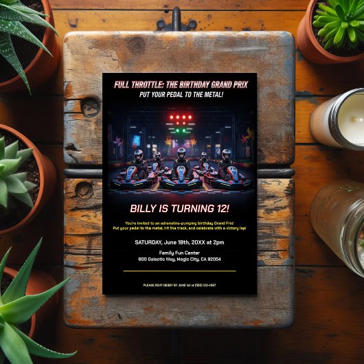 Full Throttle Racing Birthday Party Briefkaart