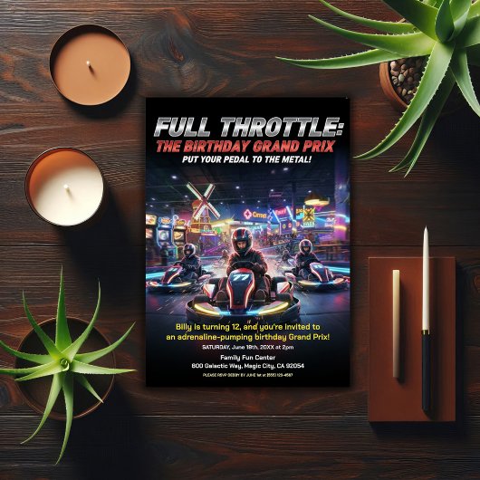 Full Throttle Racing Birthday Party Kaart