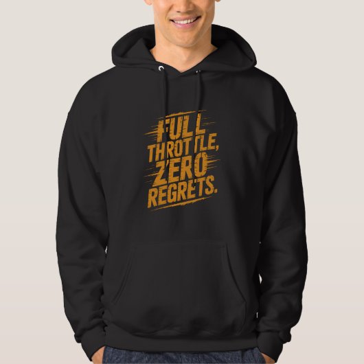 Full Throttle Zero Regrets Distressed Typography Hoodie (Voorkant)