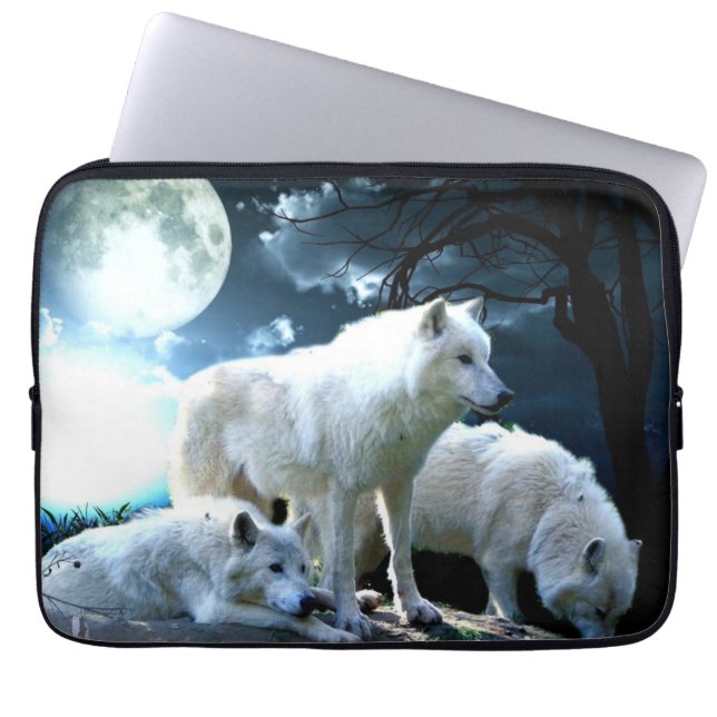 Full Wolf Moon Laptop Sleeve (Voorkant)