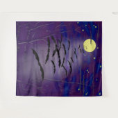 Full Yellow Moon Stars vliegende vliegende vleermu Wandkleed (Voorkant (horizontaal))