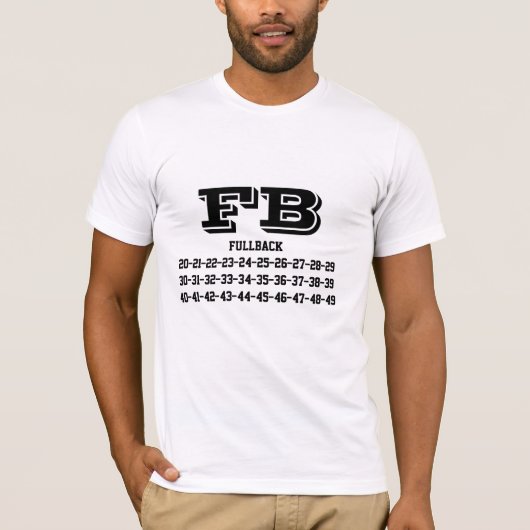 Fullback jersey numbers t-shirt (Voorkant)