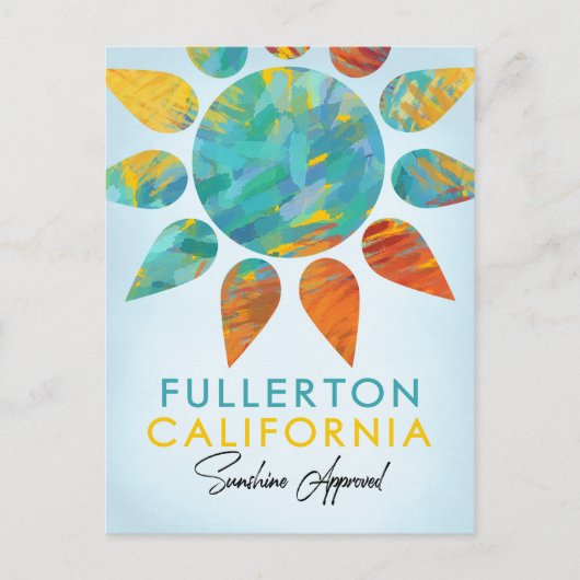 Fullerton California Sunshine Travel Briefkaart (Voorkant)