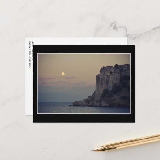 Fullmoon bij Koroni Kastro - Briefkaart (Voorkant / Achterkant in situ)