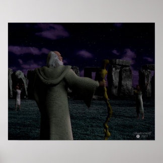 Fullmoon bij Stonehenge Poster