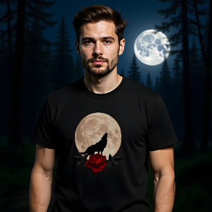 Fullmoon bloedend Roos met wolf T-shirt