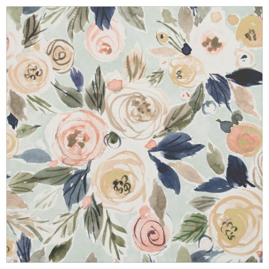 FULLNESS Romantic Roos Waterverf Floral fabric Stof (Swatch)