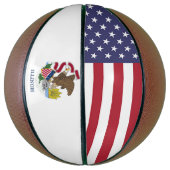 Fullsize Basketball met vlag van Illinois, Verenig Basketbal (Verticaal)