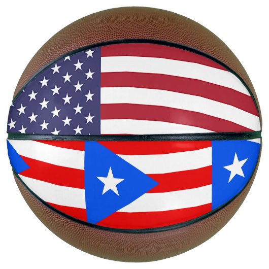 Fullsize Basketball met vlag van Puerto Rico, Vere Basketbal (Voorkant)
