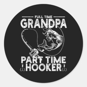 Fulltime Opa Parttime Visser Grap Papa Ronde Sticker