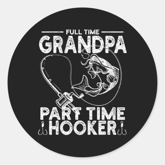 Fulltime Opa Parttime Visser Grap Papa Ronde Sticker (Voorkant)
