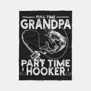 Fulltime Opa Parttime Visser Grap Vader Fleece Deken