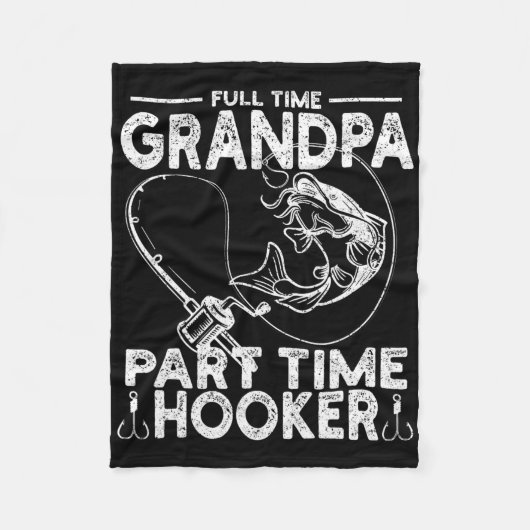 Fulltime Opa Parttime Visser Grap Vader  Fleece Deken (Voorkant)