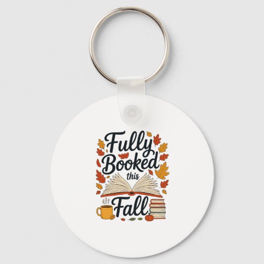 Fully Booked For Fall Books Pumpkin Autumn Thanksg Sleutelhanger (Voorkant)