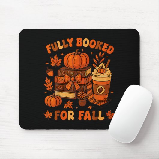 Fully Booked For Fall Pumpkin Books Coffee Thanksg Muismat (Met muis)