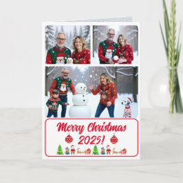 Fully Custom 3 Photo Traditional Folded Xmas Card Bedankkaart