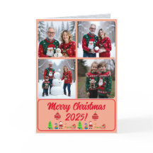 Fully Custom 4 Photo Traditional Folded Xmas Card