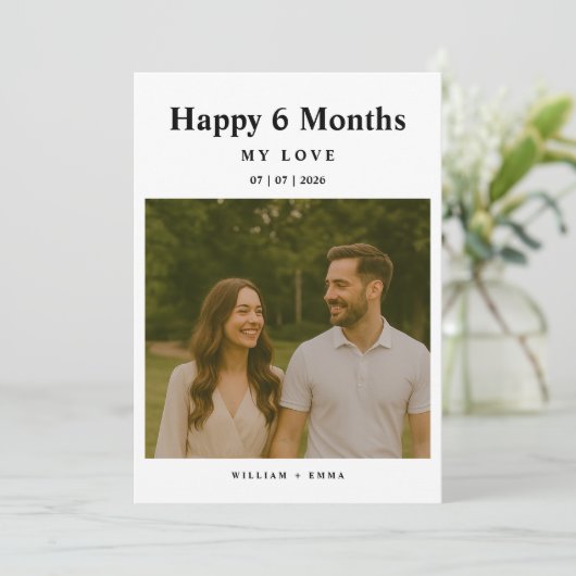 Fully Custom 6 Month Anniversary Card for Couple (Staand voorkant)