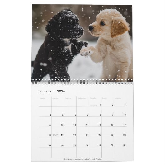 Fully Customizable 2026 Puppies Wall Calendar Kalender (Jan 2026)