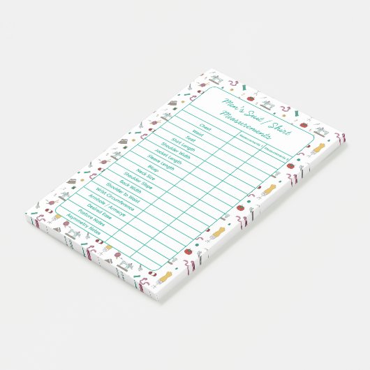 Fully Customizable Body Measurements Chart Notepad Post-it® Notes (Schuin)
